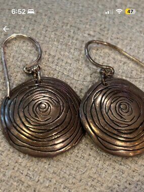 Boho Sterling Silver Round Abstract Circle Earrings
